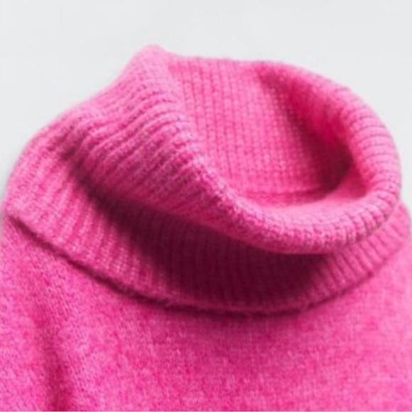 Zara Vibrant Pink Cowl Neck Sweater Dress - Picture 6 of 8